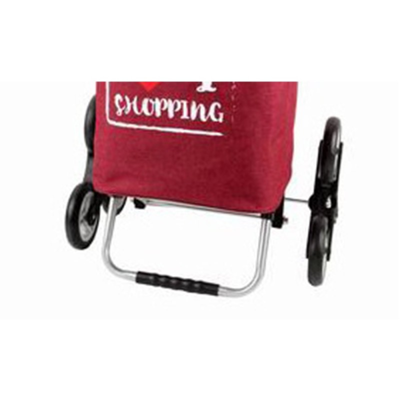 Carrello trolley borsa portaspesa 6 ruote saliscale carrellino portata 45kg  acciaio sacca in poliestere PVC rossa capacità 45LT