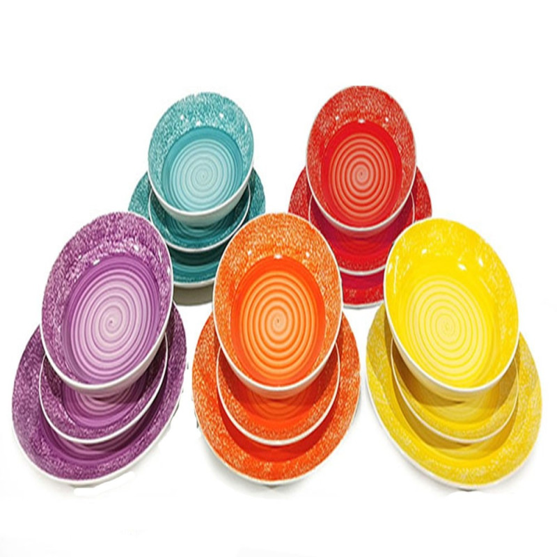 Servizio da tavola di piatti per 4 persone in ceramica colorati moderni  eleganti