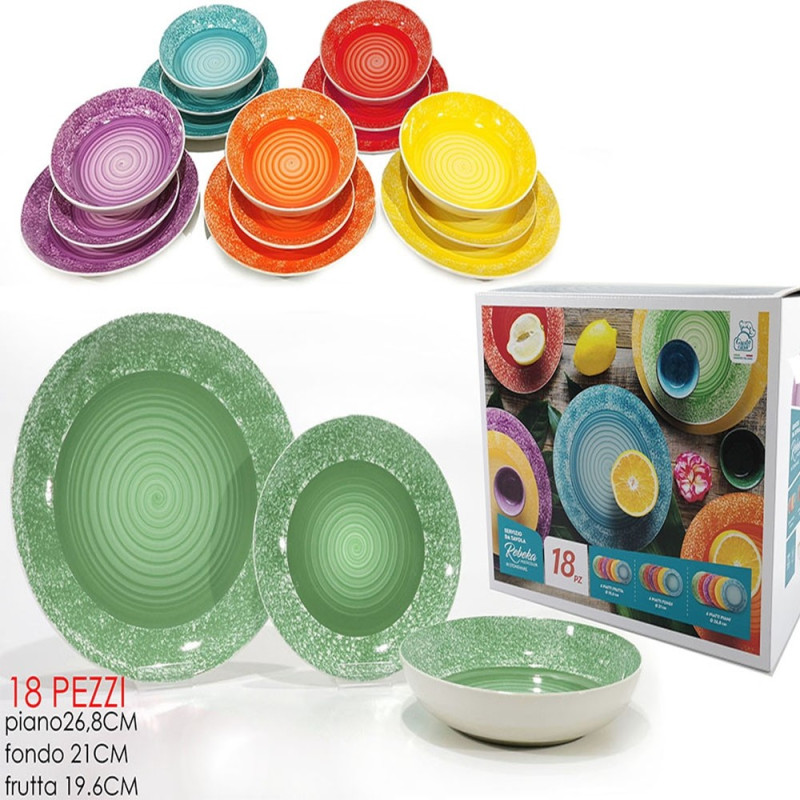 Servizio da tavola di piatti per 6 persone in ceramica colorati