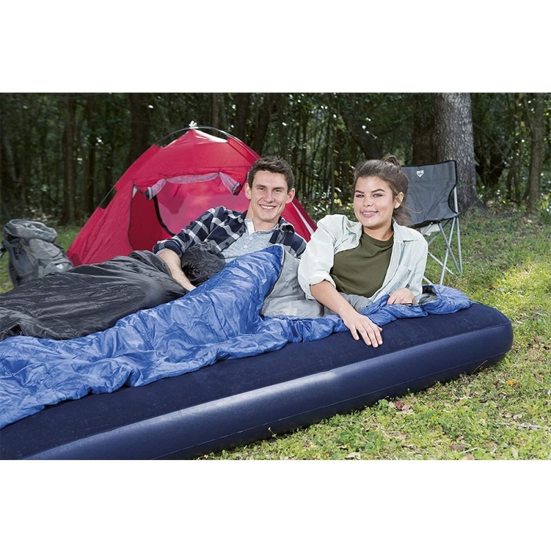 Materassino letto gonfiabile matrimoniale materasso da campeggio per tenda  spiaggia mare giardino casa Airbed Blu Floccato
