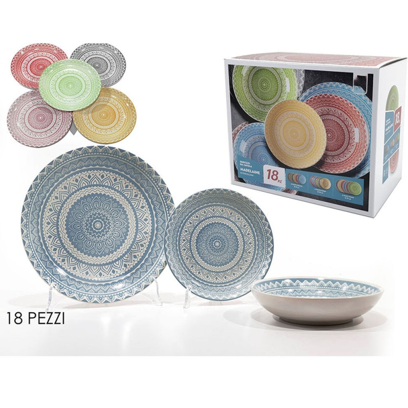 Servizio da tavola di piatti per 6 persone in ceramica colorati moderni  eleganti new multicolori per tavola cucina casa