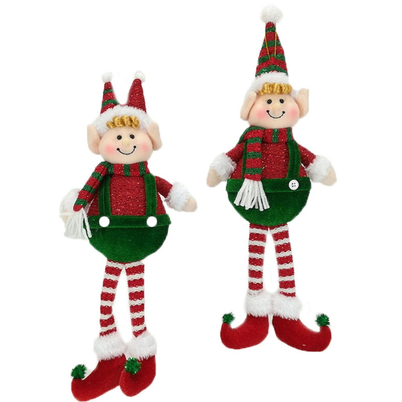 Giullare elfo rosso verde rosa addobbi da appendere albero di natale  palline h30 set da 4 decorazioni particolari multicolore