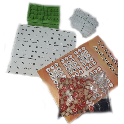 Tombola grande 72 cartelle plastificate chiusura automatica bingo lotto con gioco  per bambini da tavola