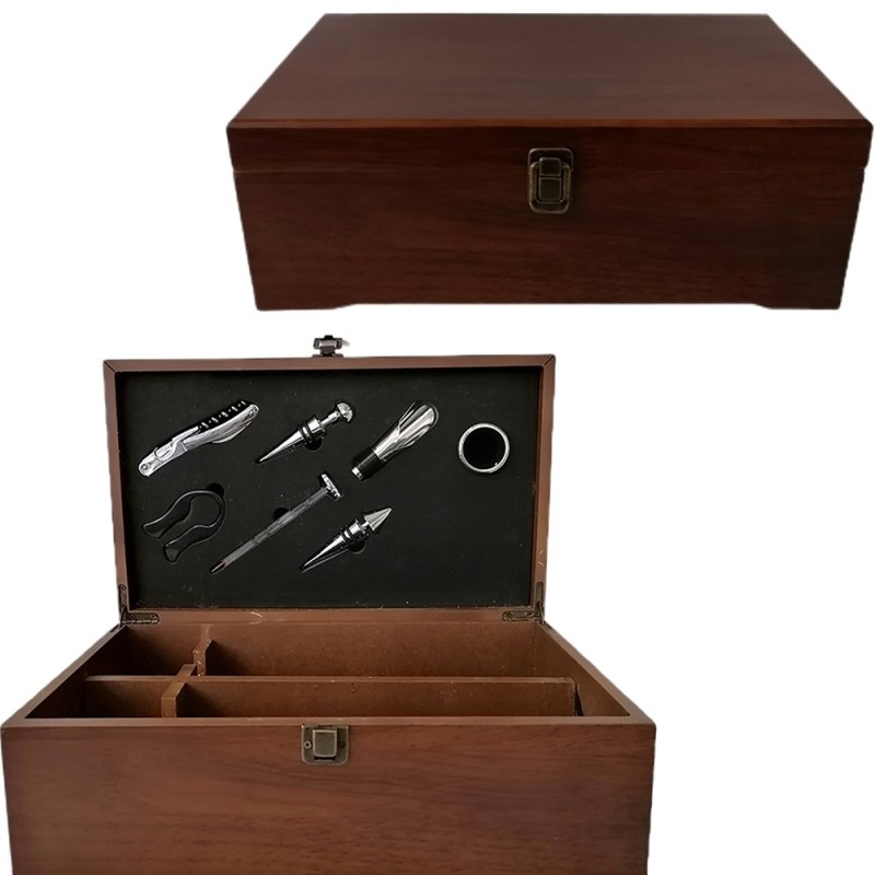 Confezione regalo in legno per due bottiglie di vino set per sommelier