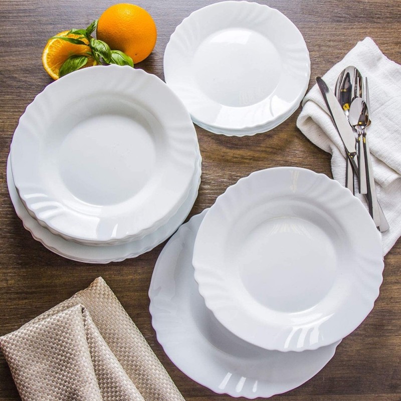 Servizio di piatti per 6 12 persone 18 36 pezzi da Tavola in Cucina  infrangibile bianco bormioli insalatiera omaggio