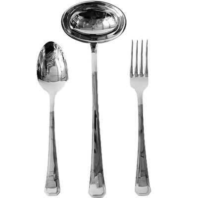 Servizio di posate completo per tavola 12 persone set 75 in acciaio inox  lucido forchetta cucchiaio coltello mestolo