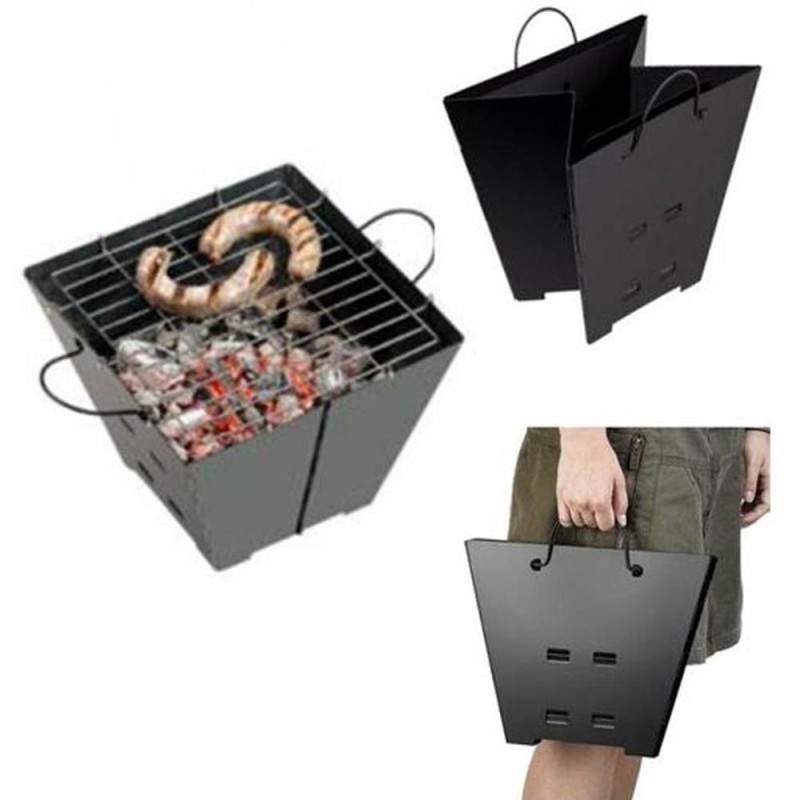 Barbecue richiudibile cuoci arrosticini a carbone fornacella griglia per  arrosti spiedini carne pesce