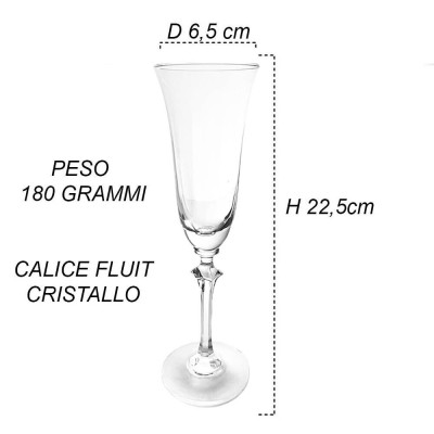 Set 6 calice da fluite acqua vino Bicchieri con piede lungo per prosecco  cocktail liquore in cristallo idea regalo