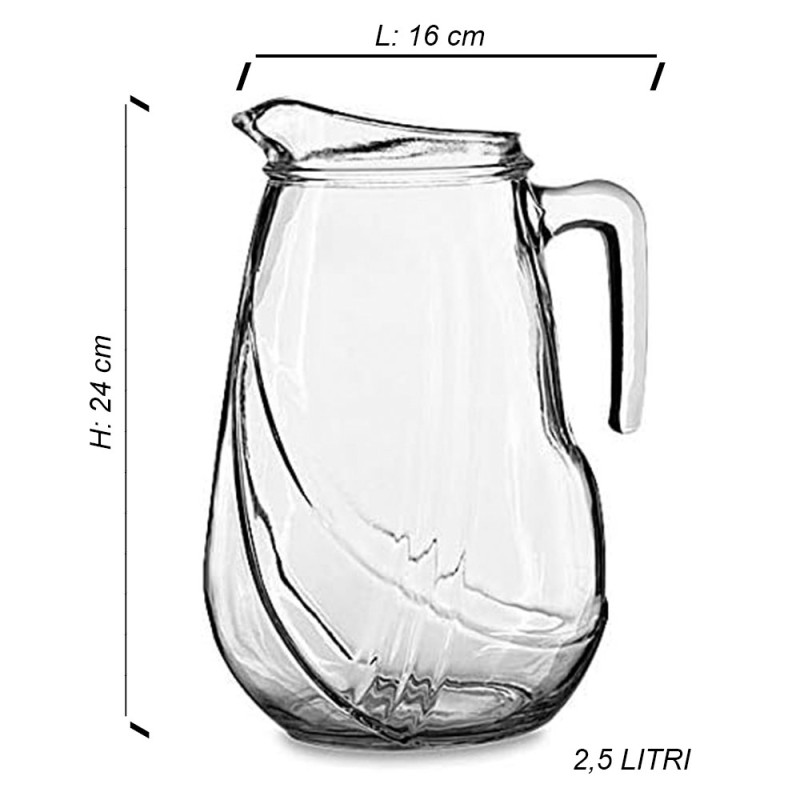 Caraffa in vetro bottiglia brocca da 2,5 litri per tavola cucina ristorante  hotel vino cocktail elegante