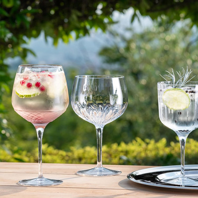 Bicchiere con piede in vetro per acqua vino cocktail da 25 cl set da 3 da