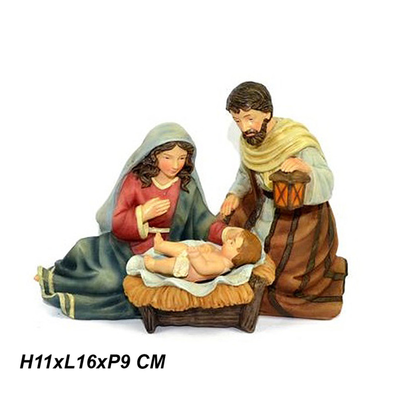 Natività sacra famiglia per presepe statua di natale decorazioni addobbi  idea regalo cm 11 resina ornamento casa in blocco