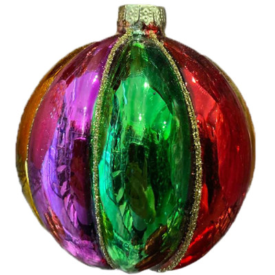 Palline in vetro soffiato multicolor decorazioni per albero di natale  addobbi cm8 sfera natalizia set 6 particolari