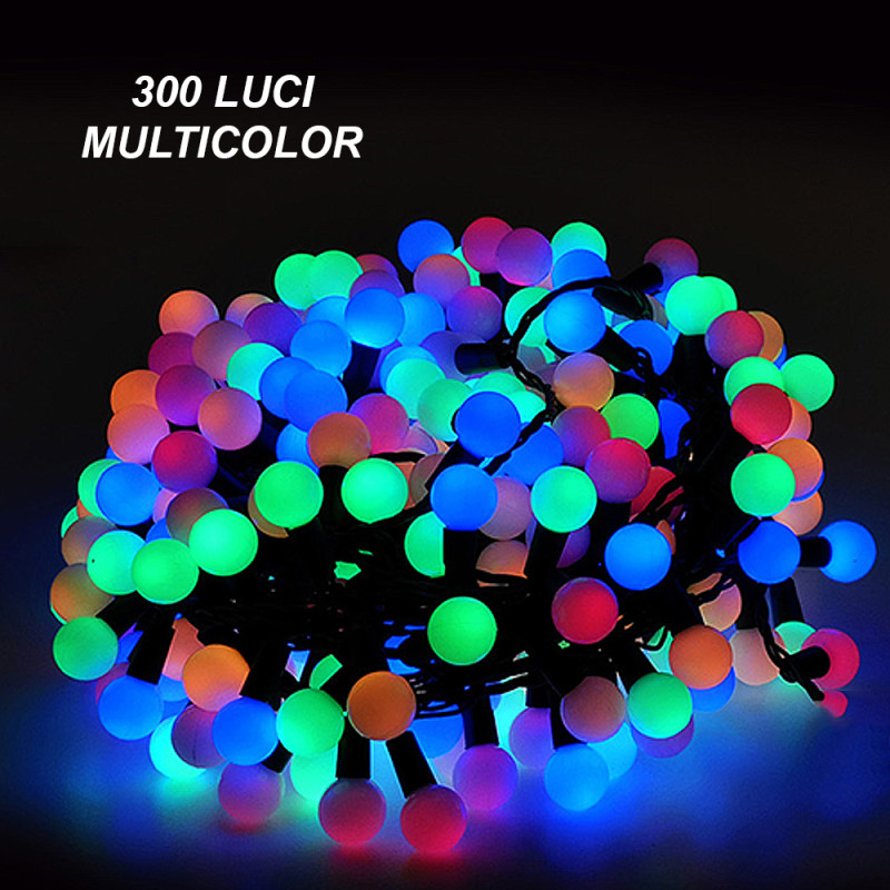 300 palline luminose multicolor luci led per albero di natale da esterno o  interno spetacolari lunghe 21 metri