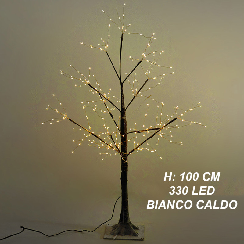 Albero di Natale luminoso argentato con 424 Led bianco caldo per interni ed  esterni altezza 2,10 metri 131 rami