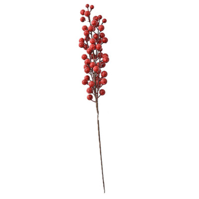 Stelo bacche rosse decorazioni per albero di natale addobbi natalizi set6  casa palline ornamento vetrine negozi hotel 50 cm