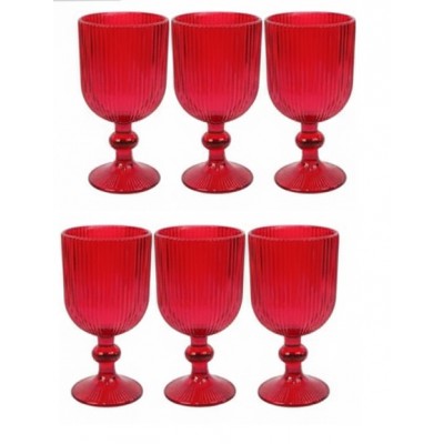 Set 6 Calici in Vetro Rosso...