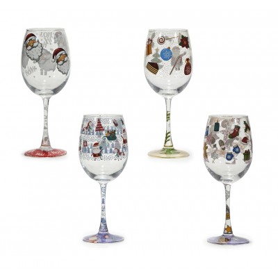 Set 4 Calici vino Natalizi...