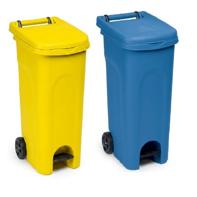 2 Bidoni 80 Litri giallo e...