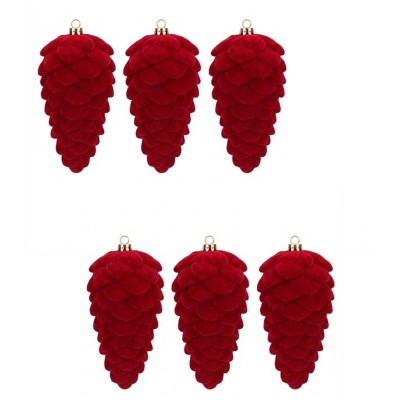 6 Pigne rosse decorazione...