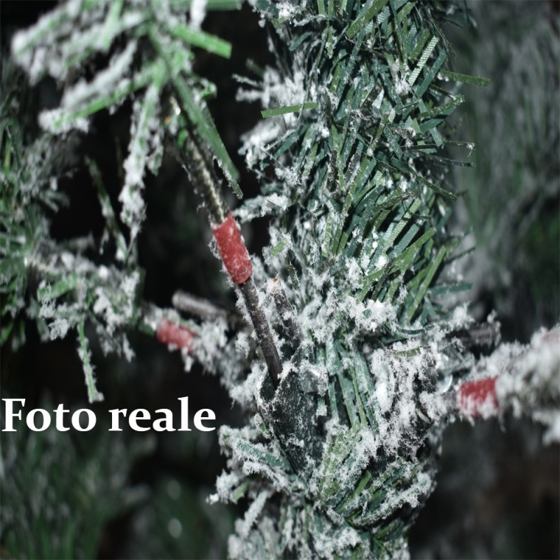 Albero di natale bianco innevato artificiale cm 180 ignifugo folto e  realistico